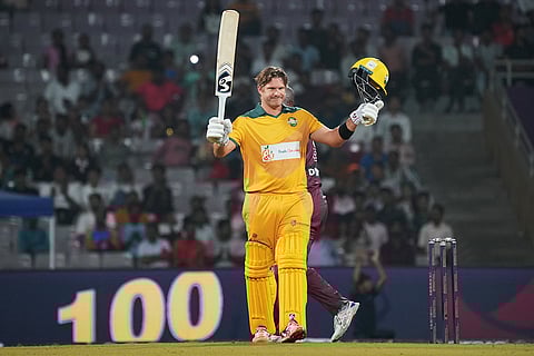 Masters League Cricket, West Indies Vs Australia: AUS Masters captain Shane Watson celebrates his century
