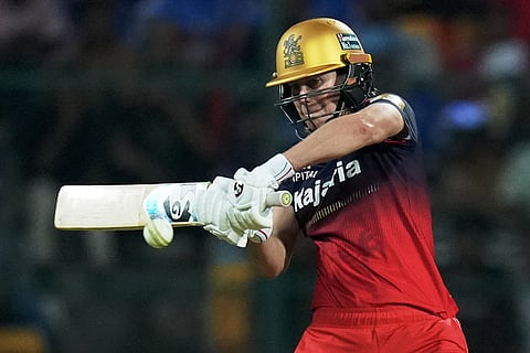 WPL 2025, RCB vs UPW: Royal Challengers Bengaluru batter Ellyse Perry plays a shot