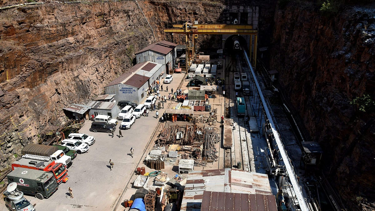 PTI : A rescue operation underway after a portion of the Srisailam Left Bank Canal (SLBC) tunnel collapsed, in Nagarkurnool district, Monday, Feb. 24, 2025. Eight workers are feared trapped.