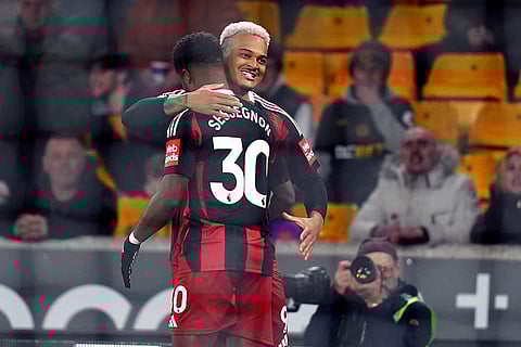 EPL 2024-25, Wolves and Fulham: Fulham's Ryan Sessegnon celebrates scoring his side's first goal