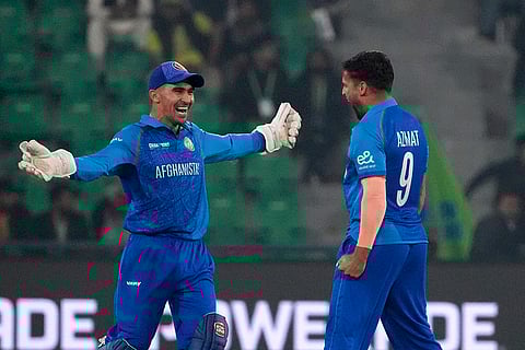 ICC Champions Trophy, AFG vs ENG: Afghanistan's Azmatullah Omarzai celebrates after taking the wicket of England's Joe Root