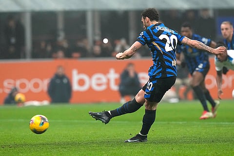Coppa Italia, Inter vs Lazio: Inter Milan's Hakan Calhanoglu scores his side's second goal