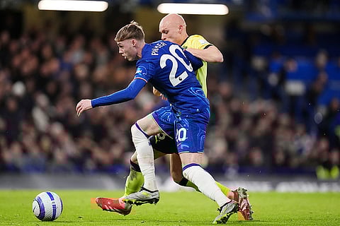 EPL 2024-25, Chelsea vs Southampton: Chelsea's Cole Palmer and Southampton's Will Smallbone battle for the ball