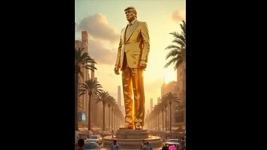 | Image- Screengrab from US President Trump's Truth Social Handle : President Trump Shares AI-Generated Video Showing How Gaza May Look After A US Takeover
