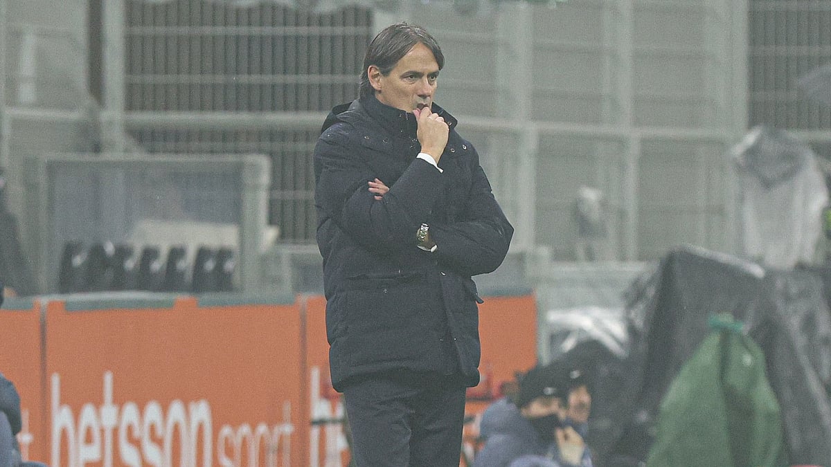 Simone Inzaghi during Inter's 2-0 win over Lazio in the Coppa Italia/.