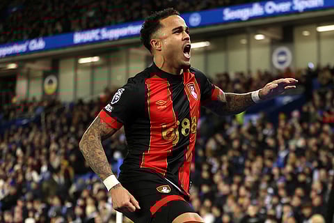 EPL 2024-25, Brighton vs Bournemouth: Bournemouth's Justin Kluivert celebrates scoring their side's first goal