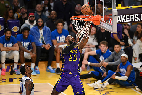 NBA 2024-25: Lakers forward LeBron James (23) shoots