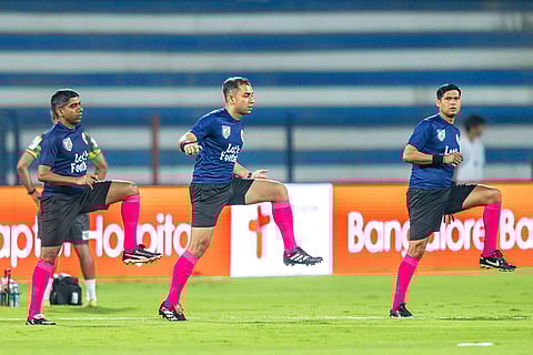 ISL 2024-25 BFC vs CFC: Match officials warm up ahead of the match