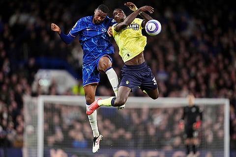 EPL 2024-25, Chelsea vs Southampton: Chelsea's Tosin Adarabioyo and Southampton's Paul Onuachu battle for the ball