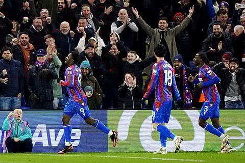 EPL 2024-25, Crystal Palace vs Aston Villa: Crystal Palace's Eddie Nketiah celebrates scoring their side's fourth goal