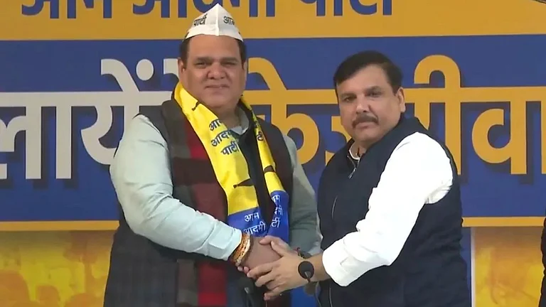 Sanjeev Arora With Sanjay Singh - | Image- AAP/X Handle