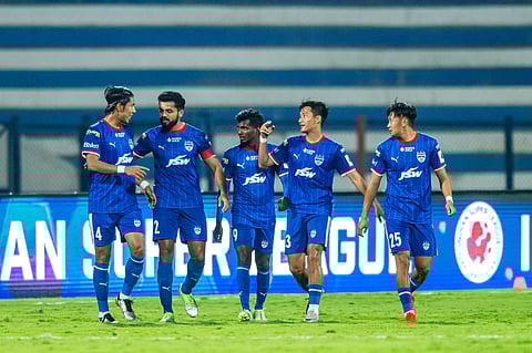 ISL 2024-25 BFC vs CFC: Rahul Bheke (2) and his teammates celebrate his goal