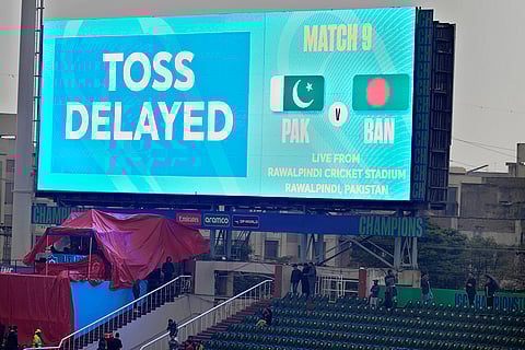 ICC Champions Trophy, PAK vs BAN: Fans stand beside a big screen