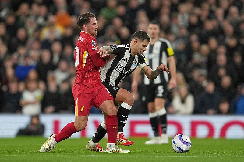 English Premier League Soccer 2024-25 Liverpool Vs Newcastle United match photo: Bruno Guimaraes