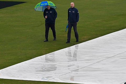 ICC Champions Trophy, PAK vs BAN: Umpires Michael Gough and Adrian Holdstock examine the pitch