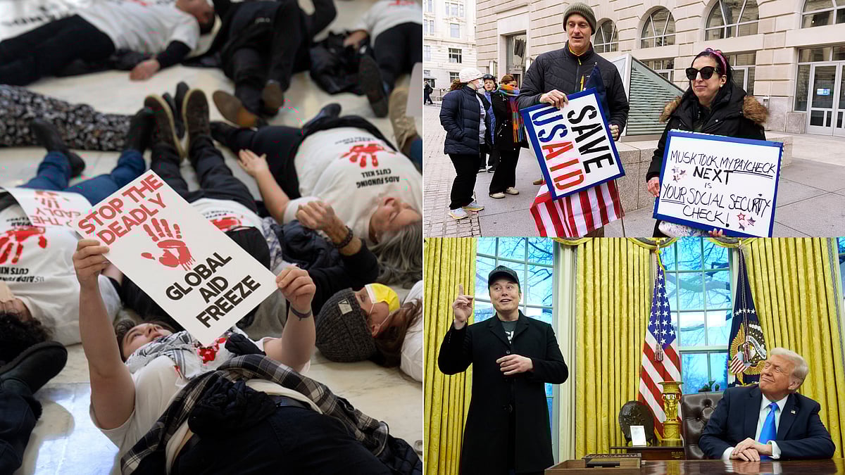 | Photo: AP : Trump and Musk have ordered a shut down of USAID, a move which has been protested against by many across the US