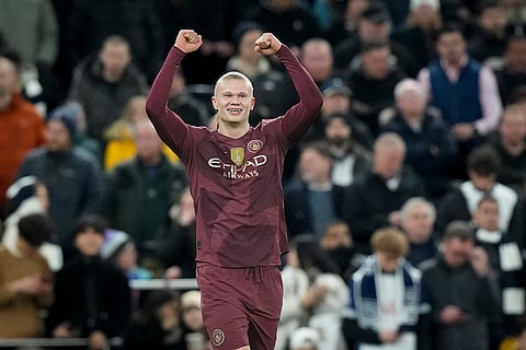 EPL 2024-25: Manchester City's Erling Haaland celebrates after scoring his side's first goal