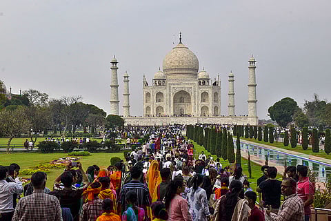 Tourists at Taj Mahal in Agra