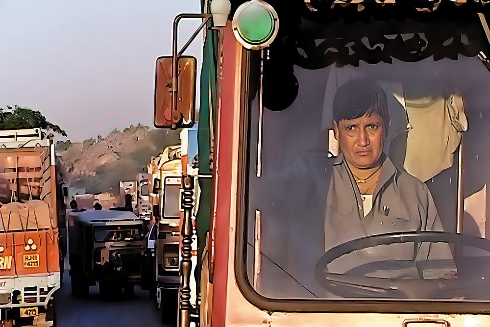 Speeding Ahead: Screenshot from Sherna Dastur’s documentary Manjuben, Truck Driver - null