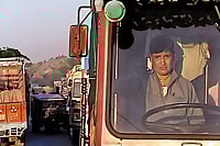 Speeding Ahead: Screenshot from Sherna Dastur’s documentary Manjuben, Truck Driver