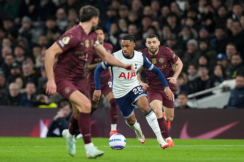 English Premier League Soccer 2024-25 Tottenham Hotspur vs Manchester City: Wilson Odobert
