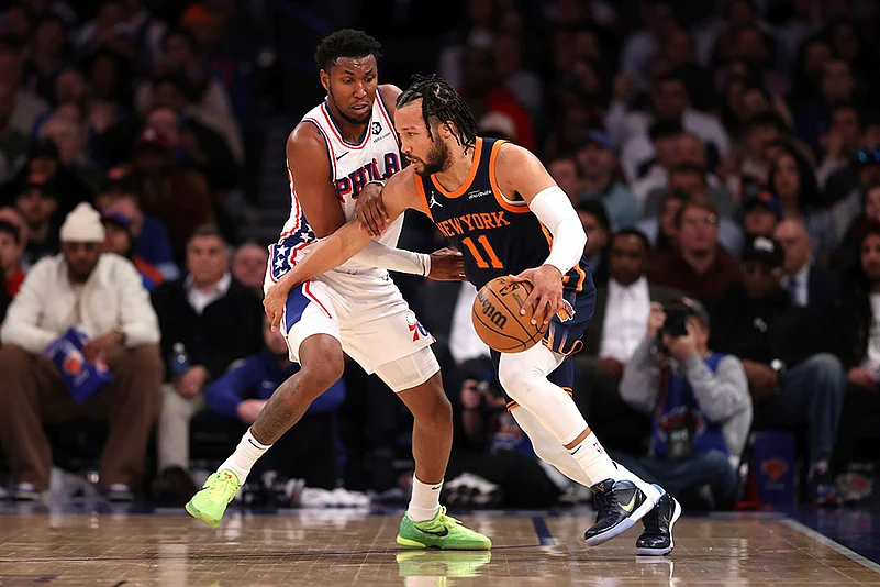 NBA basketball game New York Knicks vs Philadelphia 76ers: Justin Edwards