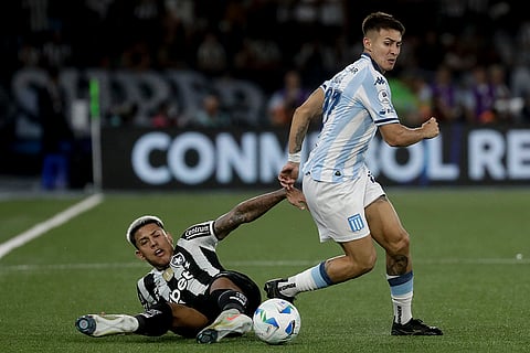 Recopa Sudamericana 2025 Final: Gabriel Rojas of Racing Club and Matheus Martins of Botafogo battle for the ball