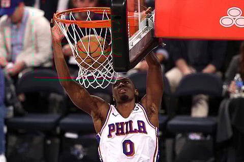 NBA 2024-25: 76ers' Tyrese Maxey dunks the ball