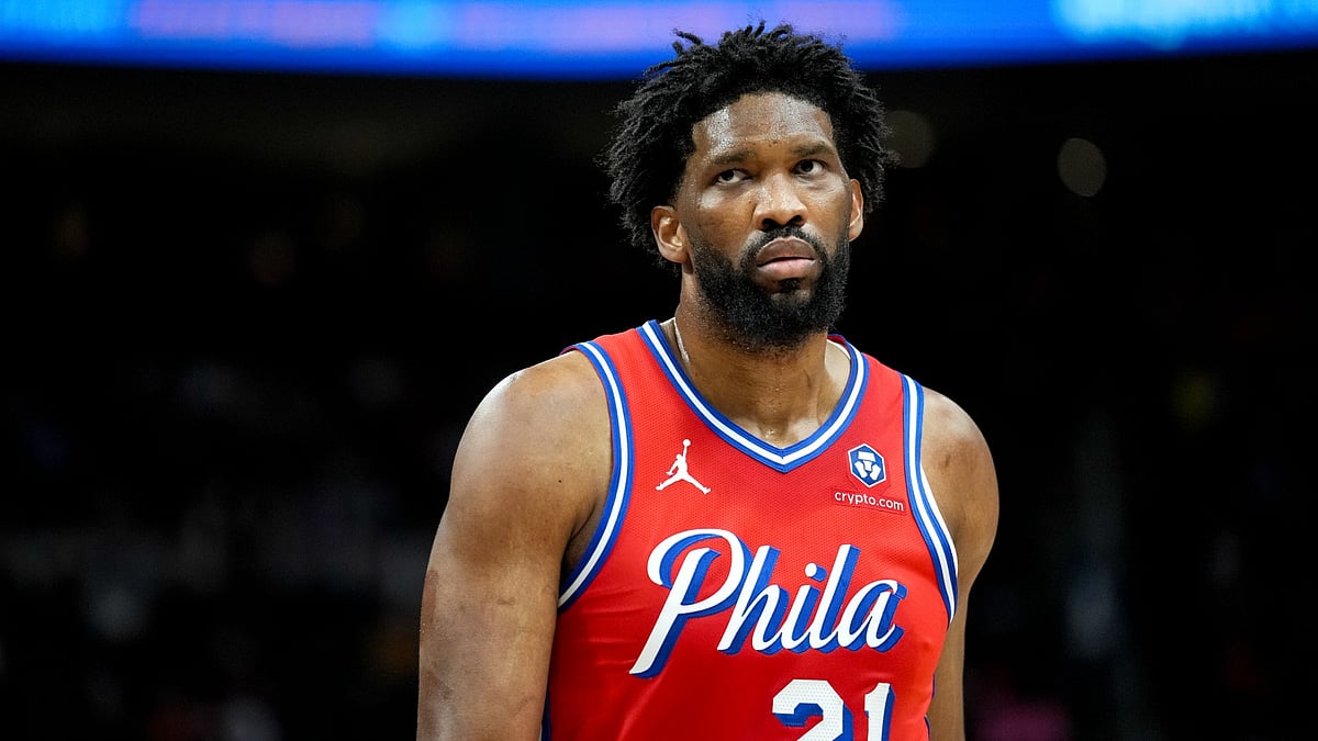 Philadelphia 76ers center Joel Embiid in action vs. the Detroit Pistons on Feb. 7, 2025.