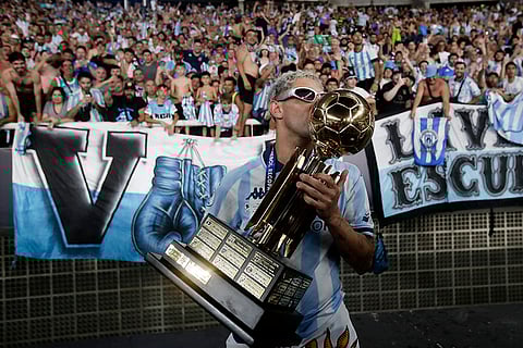 Recopa Sudamericana 2025 Final: Gaston Martirena of Argentina's Racing Club celebrates