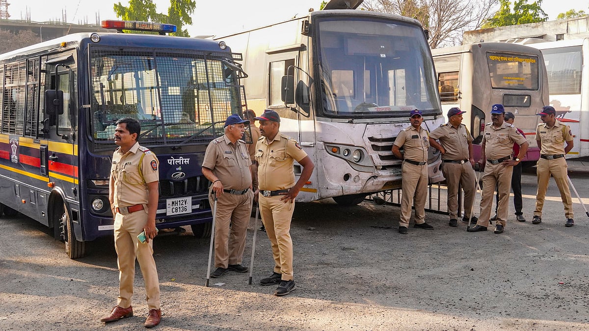 PTI : Police personnel guard at the Swargate Bus Stand after the alleged rape of a 26-year-old woman inside a Maharashtra State Road Transport Corporation (MSRTC) bus, in Pune, Thursday, Feb. 27, 2025. 