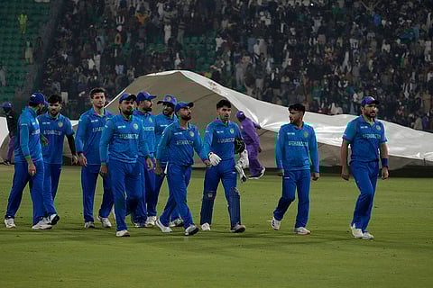 ICC Champions Trophy, AFG vs AUS: Afghanistan players walk off the field after rain stops the play
