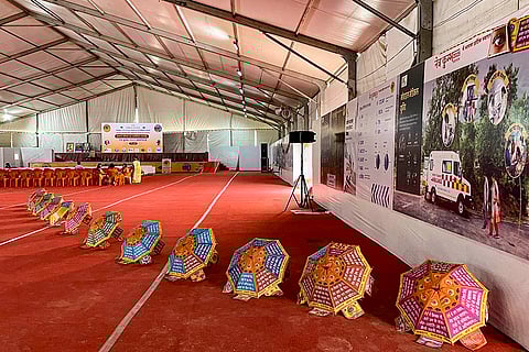 Maha Kumbh 2025: An entrance lobby of the Netra Kumbh eye camp