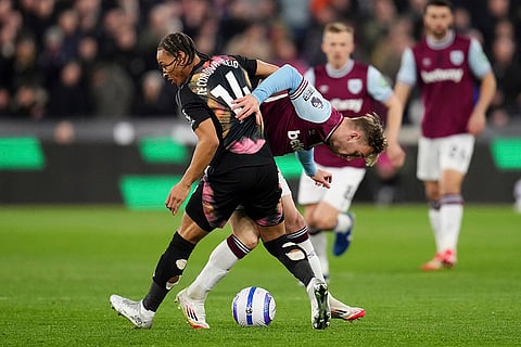 EPL 2024-25, West Ham vs Leicester: Leicester City's Bobby Decordova-Reid and West Ham United's Jarrod Bowen