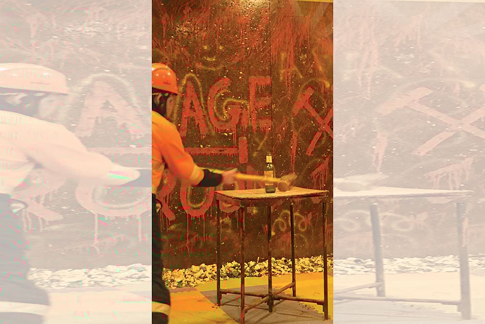 Photo: Sandra Kuriakose : Smash it with Anger: A scene from a rage room in Delhi