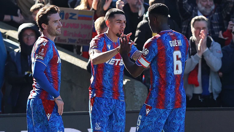 Crystal Palace celebrate Munoz's goal - null