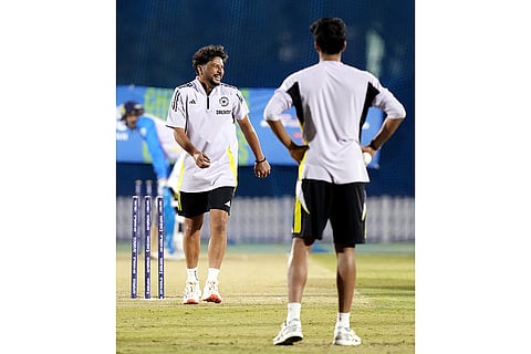 ICC CT 2025 IND vs NZ: Kuldeep Yadav during a practice session