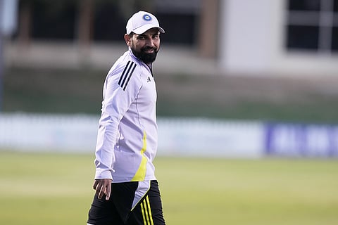 ICC CT 2025 IND vs NZ: Mohammed Shami during a training session