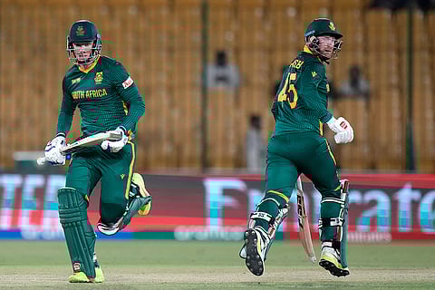 Champions Trophy 2025, RSA Vs ENG: South Africa's Rassie van der Dussen and Heinrich Klaasen run between the wickets