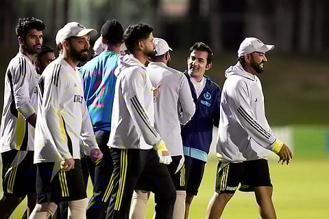 ICC CT 2025 IND vs NZ: India’s captain Rohit Sharma and Gautam Gambhir during a practice session