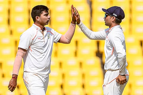 Ranji Trophy final, Kerala v Vidarbha Day 3: Vidarbha's Darshan Nalkande celebrates after taking the wicket of Kerala's Mohammed Azharuddeen
