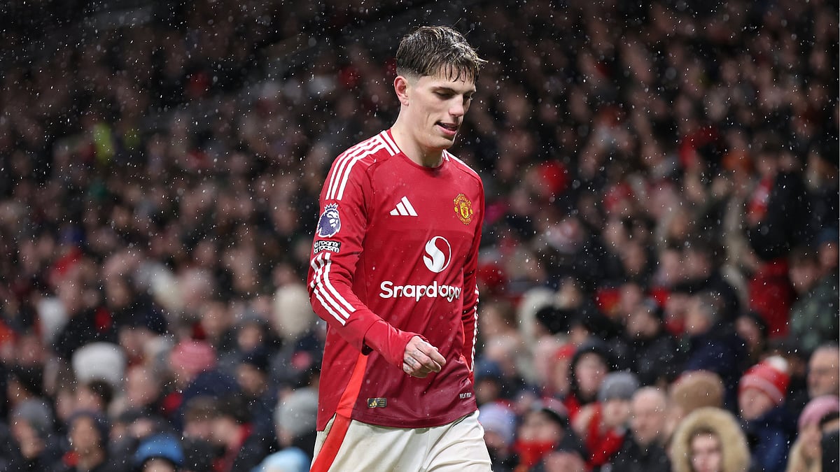 Alejandro Garnacho reacts to being substituted for Manchester United