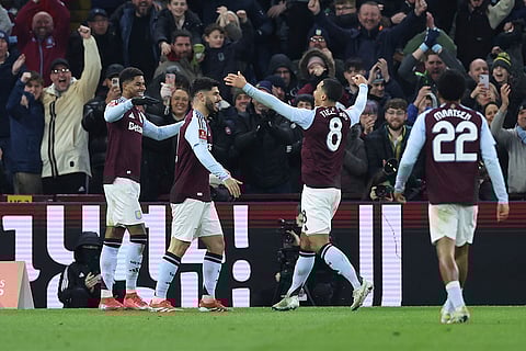 English FA Cup fifth round: Aston Villa's Marco Asensio celebrates after scoring the opening goal
