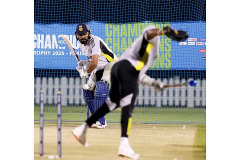 ICC CT 2025 IND vs NZ: Rohit Sharma bats in the nets