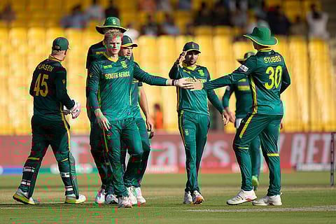 Champions Trophy 2025, RSA Vs ENG: South Africa's Wiaan Mulder celebrates dismissal of England's Adil Rashid