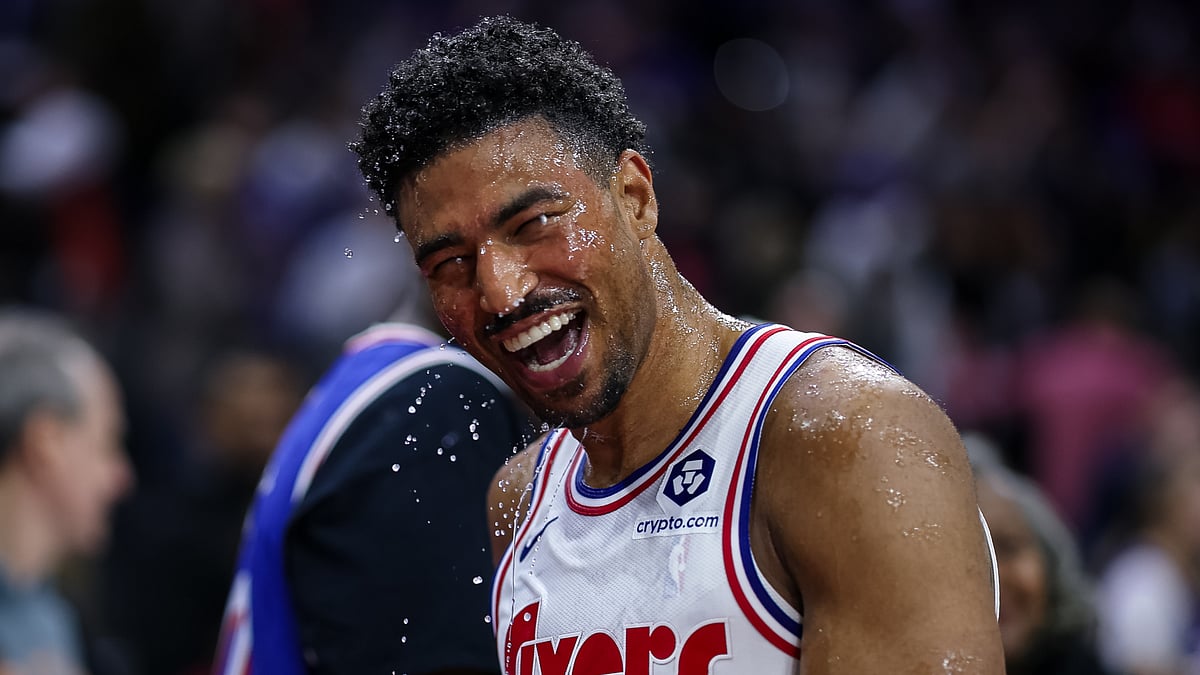 Quentin Grimes pictured after the Philadelphia 76ers' victory