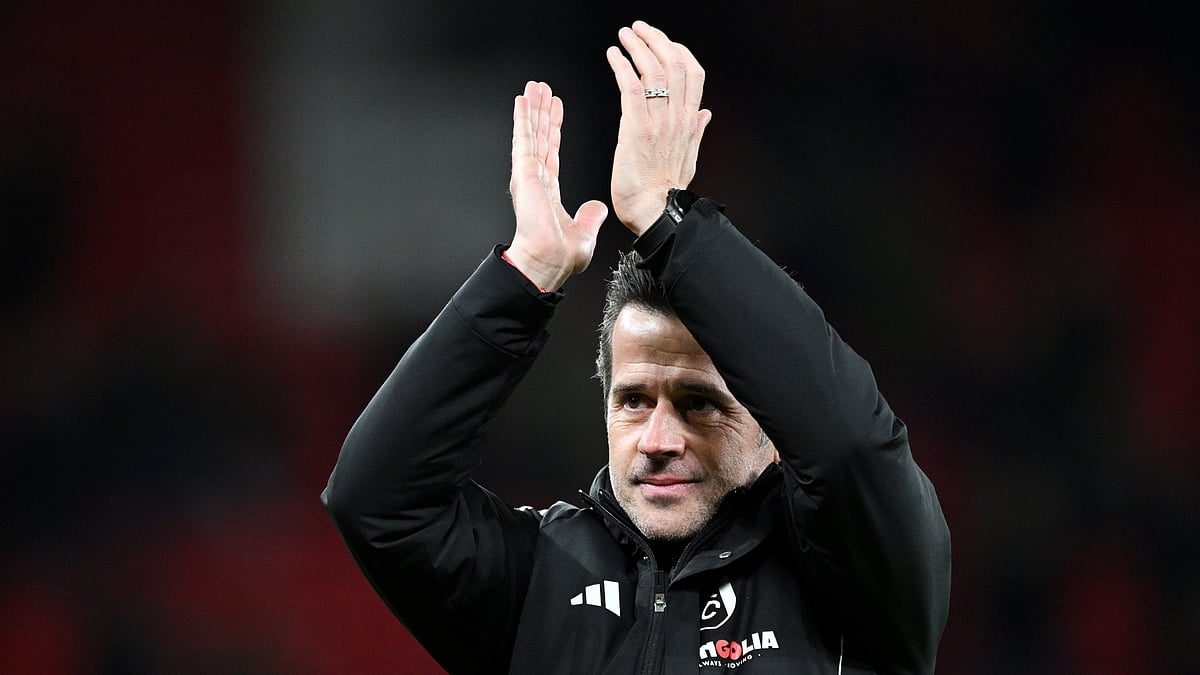 Marco Silva celebrates Fulham's win over Manchester United