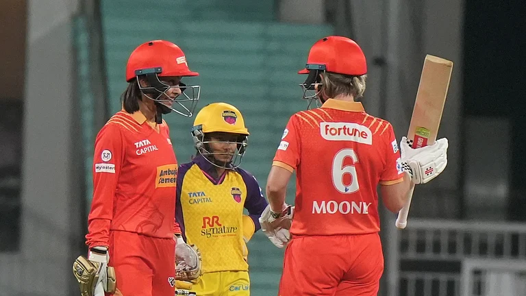 Beth Mooney with Harleen Deol for Gujarat Giants. - PTI