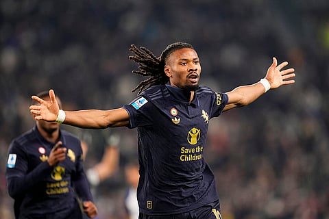 Serie A 2024-25: Juventus' Khephren Thuram celebrates after scoring