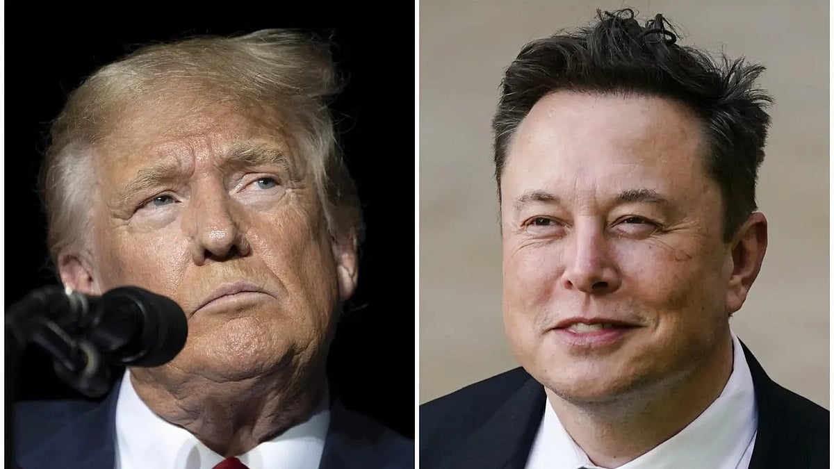 AP : US President Donald Trump (L) and tech billionaire Elon Musk (R)